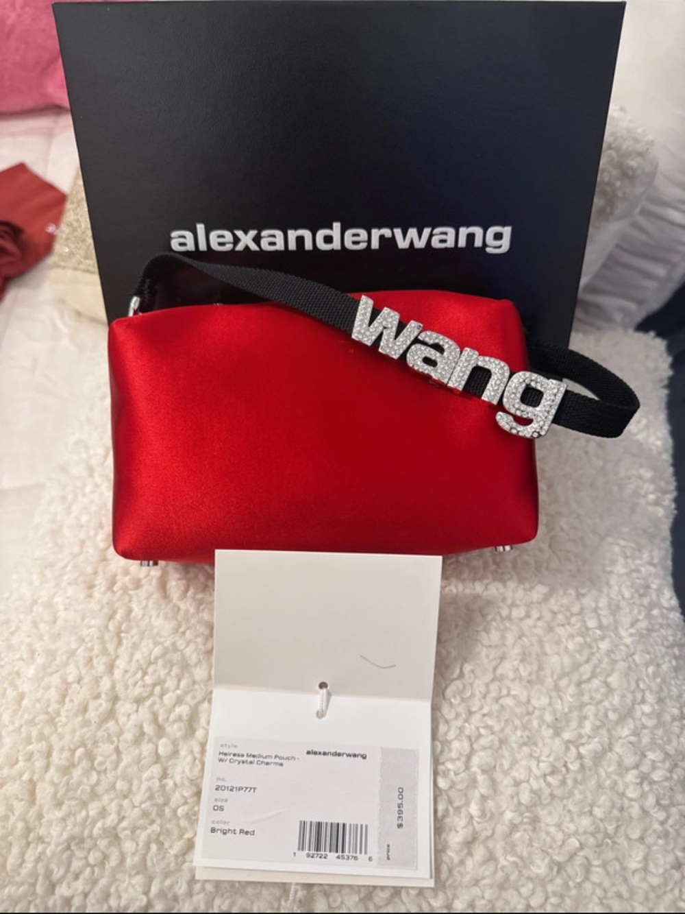 Alexander Wang Bright Red Satin Mini Crossbody with Crystal 'wang' Strap